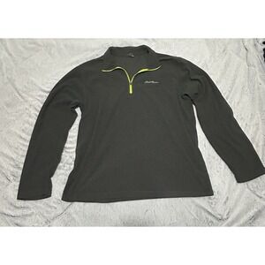 Eddie Bauer Fleece Pullover Men's Large Quarter Zip Grey